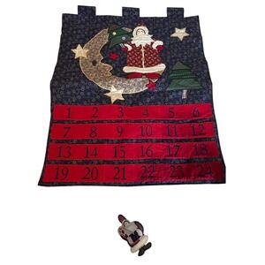 Handmade Fabric Christmas Advent Calendar with Santa Moon and Trees